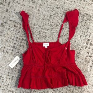 LA Hearts PACSUN Red Crop Top with Elegant Ruffle Straps